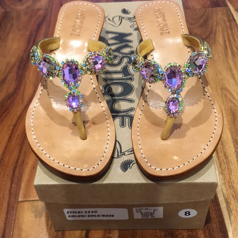 Amazing multi colored crystal and gold Sandal